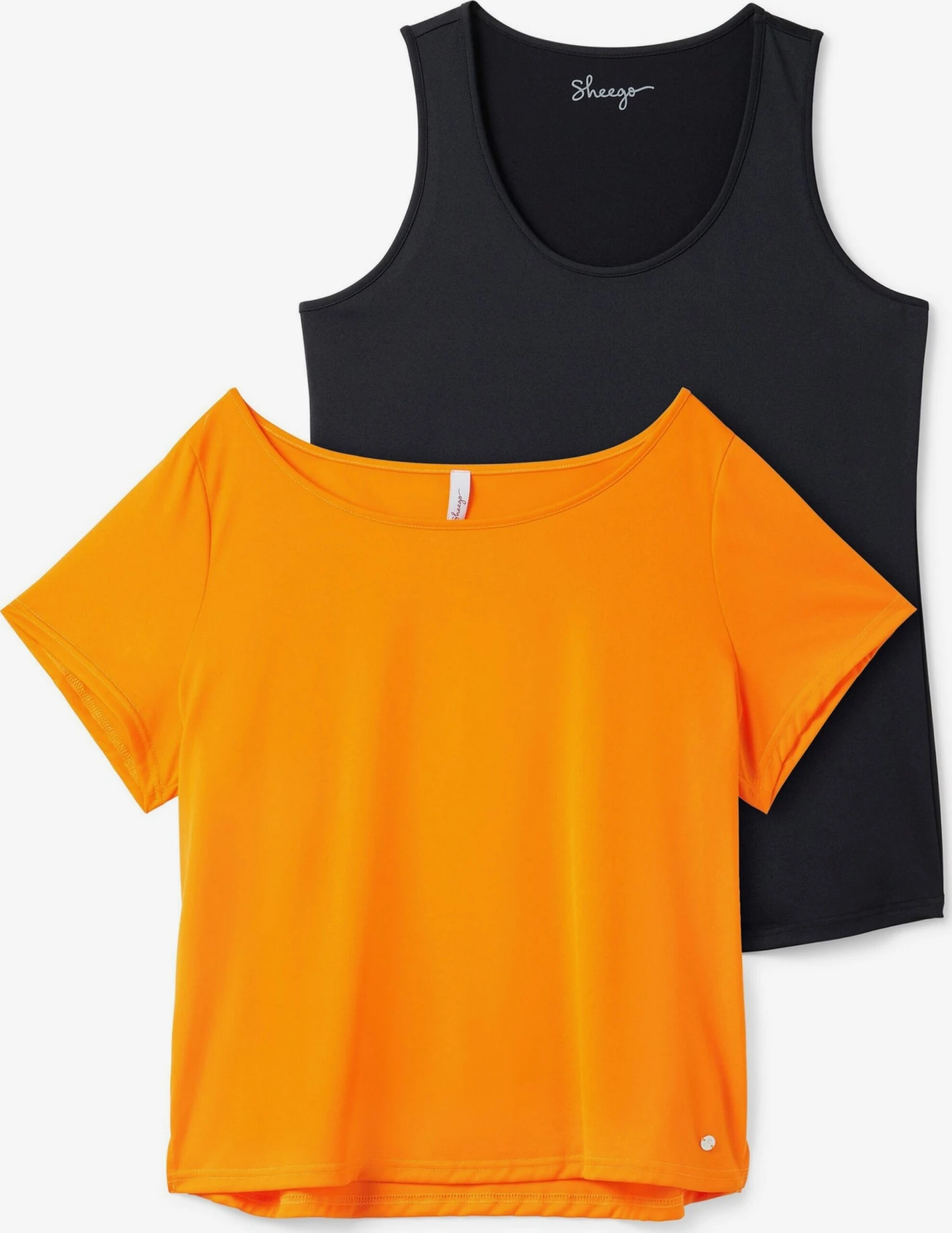 Sheego T-shirts Functioneel Shirt Dames Oranje / Zwart 3 Sheego T-shirts Functioneel Shirt Dames Oranje / Zwart