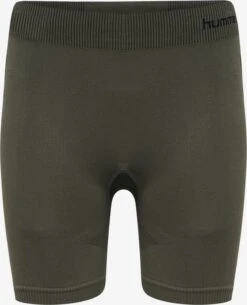 Hummel Shorts Skinny Sportbroek Dames Kaki / Zwart